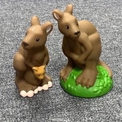 2Pcs Fisher Animal Little Doll Zoo Animals Kangaroo Family doll figure mini toys kids educational Toys Gifts