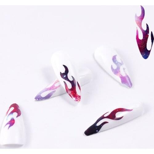 6pcs/set Hot Sale New Arrivals 3D Nail Decal and Stickers Flame DIY Art Manicure Polar Aurora Flocking Wallpager Gummed T1634