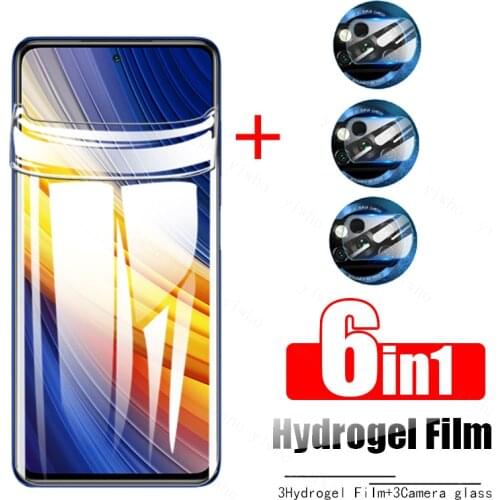 6in1 Camera Protector glass For Xiaomi Poco X3 Pro Hydrogel Film Pocophone X3Pro Screen protective Poko X3NFC F3 M3 Safety glass