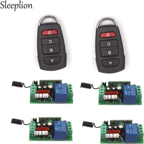 Sleeplion 110V 10A 1CH Relay 2 4-key wireless RF Control Switch 2 Transmitter+4 Receiver For TV Lights Doors Windows 315/433MHz