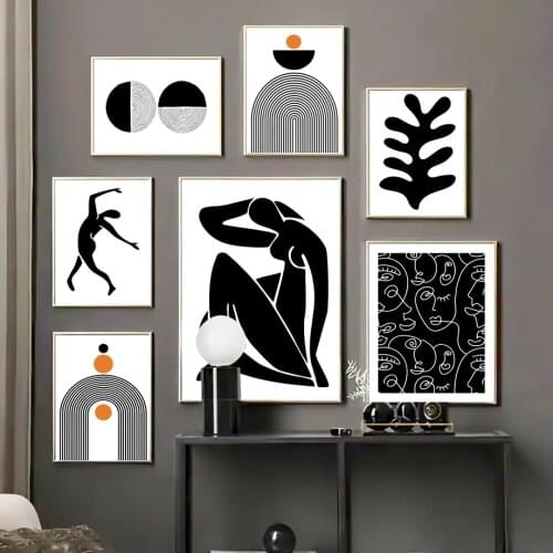 Black And White Abstract Gallery Matisse Minimalist Wall Art Print Canvas Painting Nordic Poster Decor Pictures For Living Room