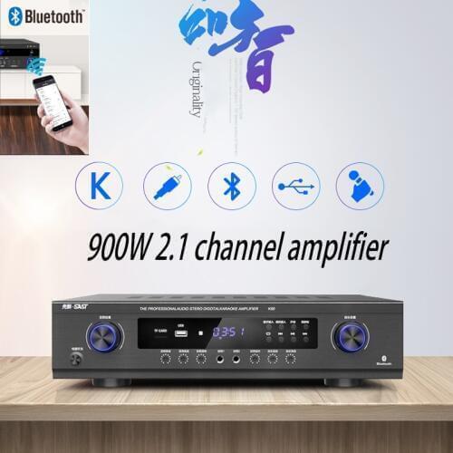 KYYSLB 900W 220V K60 2.1 Channel Bluetooth Amplifier Power Home KTV Stage Hifi Fever Digital Amplifier Karaoke OK with USB SD