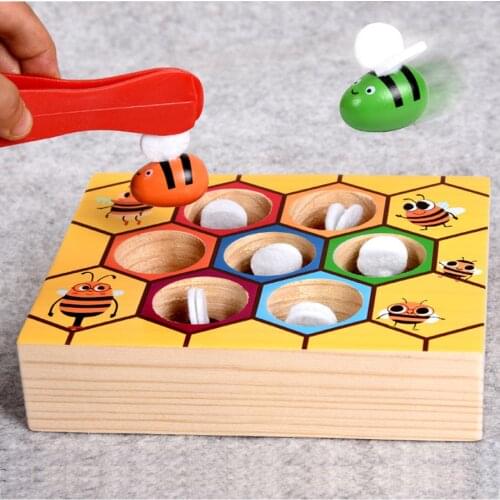 Hive Board Games Montessori Wooden Toys Baby Bees Clamp Picking Memory Training Matching Math Early Education Interactive Toy
