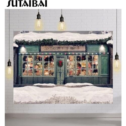 Christmas Toy Shop Backdrop Photography Banner Winter Snowy Decor Kids Child Baby Portrait Photostudio Background Photocall