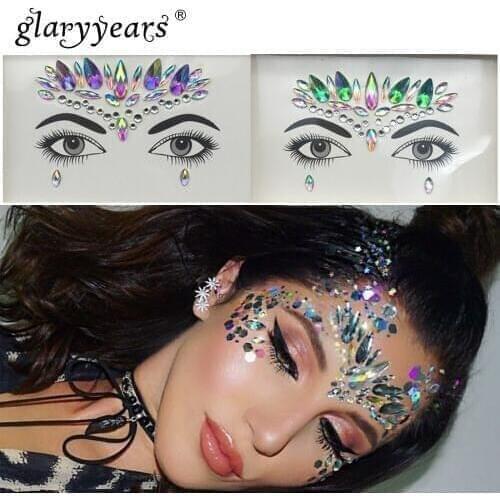 Glaryyears 1 Sheet Sexy 3D Eye Face Gems Makeup Jewelry Sticker Adhesive Crystal Product Female Body Art Waterproof For Party LS