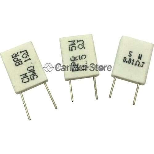 10pcs 5W 0.01 0.015 0.02 0.05 0.1 0.15 0.2 0.25 0.33 0.47 0.5 ohm Non-inductive Ceramic Cement Resistor