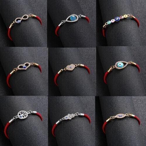 Classic Bohemia Bracelets tree of Life Women With Braided Rope Beaded Evil Eye Charm Bracelets Crystal Adjustable heart fashion