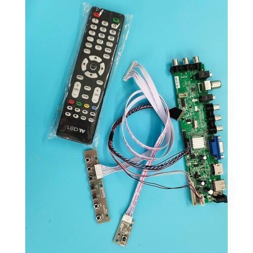 Kit For LP156WF1 TL WLED DVB-T DVB-T2 1920X1080 VGA LED HDMI digital Signal controller board 40pin TV LVDS USB 15.6" remote