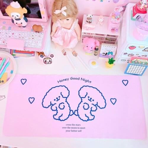 Cartoon Bear Face Mouse Pad Gamer Waterproof PU Leather Suede Desk Mat Computer Mousepad Keyboard Table Cover for Dota