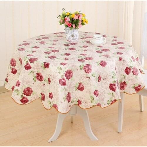 Flower Print PVC Round TableCloth Waterproof Plastic Picnic Cloth Household Round Table Cloth Home Dining Decoration Table Cover
