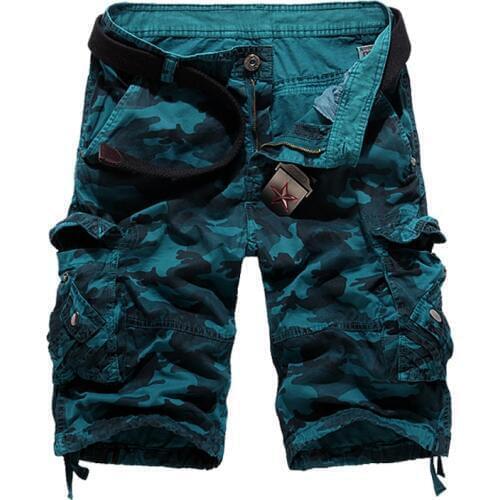 Summer Mens Loose Camouflage Large Size Cargo Shorts Male Outdoor Beach Climbing Sports Multi Pocket Knee Length Short Trousers