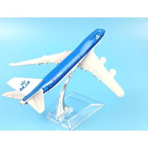 1/400 16cm Diecast Air KLM Plane 747 Aircraft Airplane Model Simulation 16 Alloy Birthday Gift Desktop Decor Children Toys