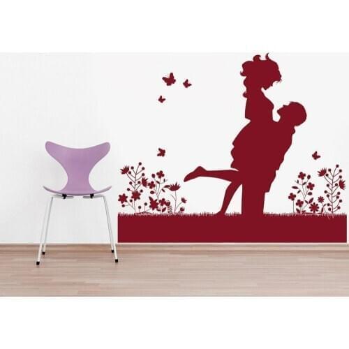 Lovely Couple Wall Decal Romantic Bedroom Living Room Home Decoration Art Grassland Plant Mural Vinyl Door Window Stickers Q260