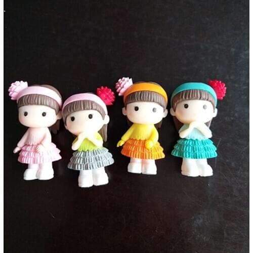 4Pcs Cute Girl Miniature Figurine Fairy Garden Bonsai Decorative DIY Moss Micro Landscape Ornament Resin Craft Home Decoration