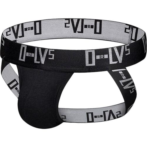 Men Cotton Open Crotch Jockstraps Cuecas Breathable Elastic Underwear Panties Briefs Gay Low-Waist Soft Sexy Club Thong T-Pants