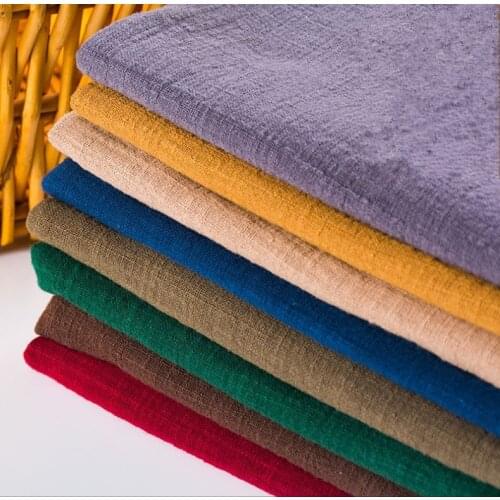 Soft Thin solid color cotton linen cloth slub fabric DIY dress robes clothing handmade Fabric 135cm x50cm