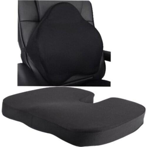 Set of 2 Automobile Home Office Seat Seat and Back Cushion Orthopedic Comfortable Back and Seat Cushion with Upright Support