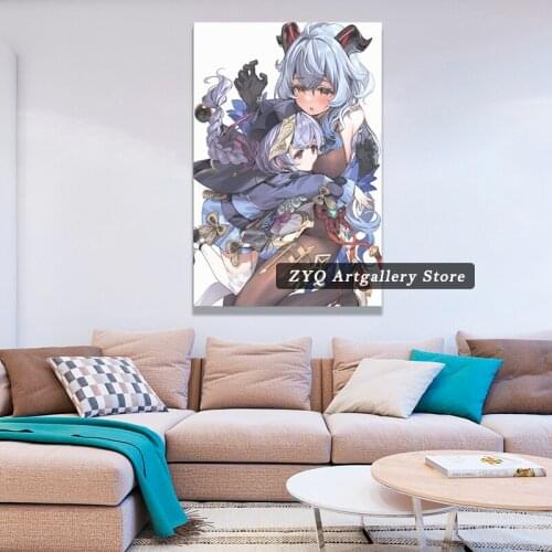 Canvas Wall Art Game Poster Ganyu Genshin Impact Picture For Home Office Wall Decor Boy Bedroom Wall Decor