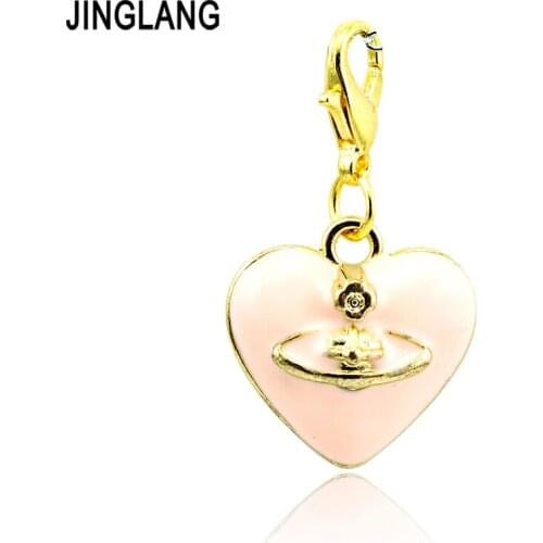 JINGLANG Brand New Lobster Clasp Charm Pendants Gold Color Enamel Heart Pendants For Women Necklaces Jewelry Accessories