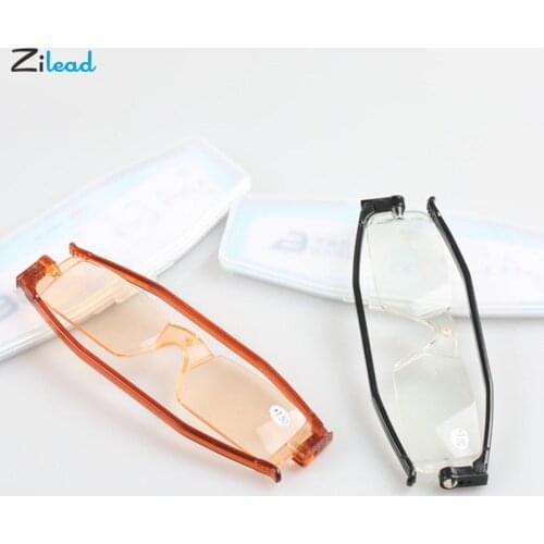 Zilead +1+1.5+2+2.5+3+3.5+4 Reading Glasses Square Fimless Folding Presbyopia Eyeglasses Women Men Hyperopia Eyewear With Boxs