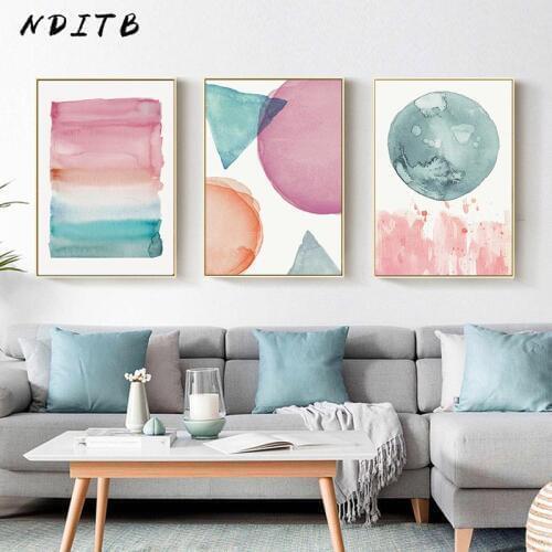 Modern Style Watercolor Abstract Shape Wall Poster Canvas Print Decorative Painting Contemporary Art Home Decoration Picture