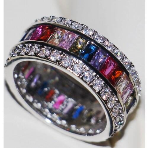 Size 5-11 Antique jewelry Stunning 925 Silver Princess choucong AAA CZ stones Wedding Engagement Women Band Rings Mothers Gift