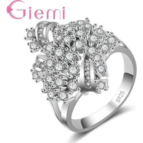 Luxurious Unique Design Cubic Zirconia New Fashionable 925 Sterling Silver Crystal Jewelry Finger Rings For Women Female