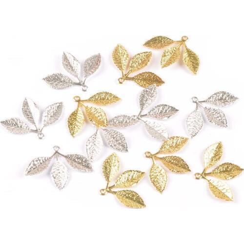 20pcs Mix Leaves Connectors Clasp Flower Filigree Wraps For DIY Scrapbook Metal Crafts Home Decor Handcraft 31x23mm yk0784