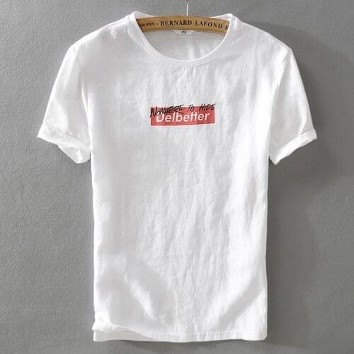 2018 Summer mens cotton short-sleeved t-shirt trend men printed linen stitching short sleeve t shirt M-3XL