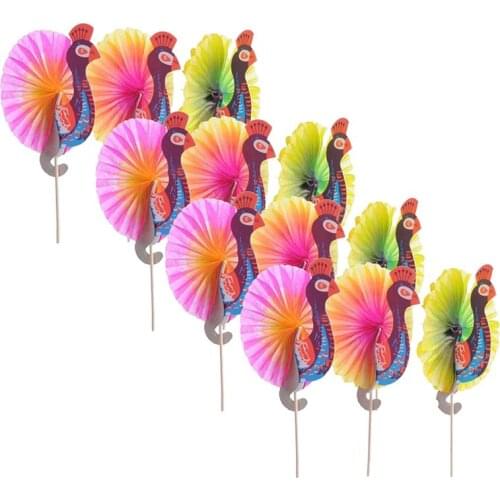 50pcs Creative Cocktail Toppers Decorative Fruit Toothpicks Peacock Cocktail Decoration Fruit Stick (Assorted Color)