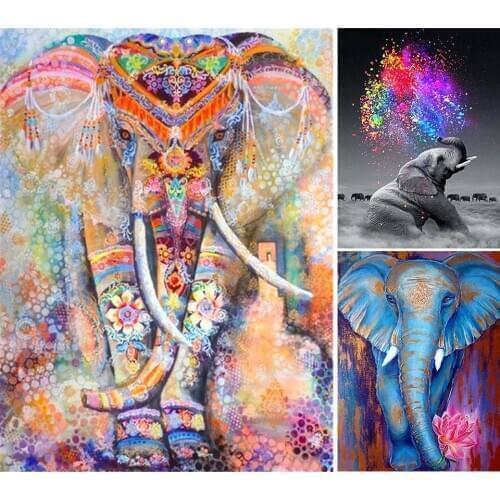 5D Diy Diamond Painting Colorful Elephant Cross stitch Kit Full Drill Square Diamond Embroidery Mosaic Art Picture Home Decor