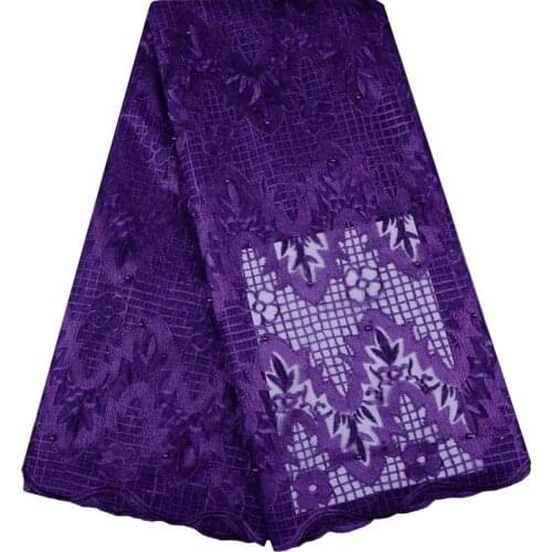 African Lace Fabric 2018 Embroidered Nigerian Laces Fabric Purple Color High Quality French Tulle Lace Fabric For Women 937