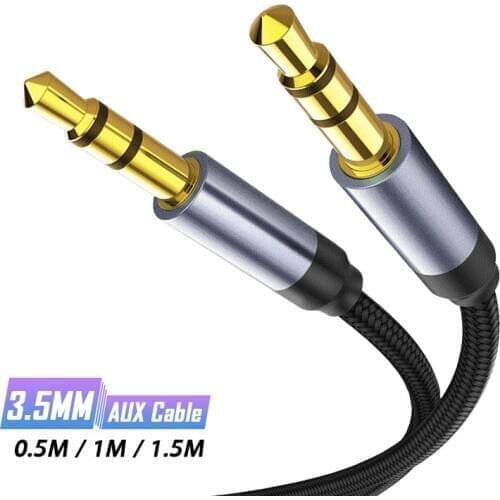 3.5MM Jack Audio AUX Cable 3.5 MM Male to Male Auxiliary Stereo Cord for Car Headphone Speaker Nylon AUX Wire Line 0.5 1 2 M
