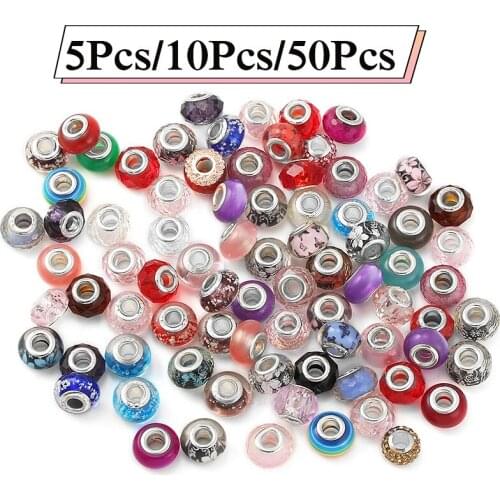 Sparkling Mixed Random Murano Crstal Glass Beads Fit Original Brand Charm Bracelet Bangles For Women Jewelry Making 1000 Style