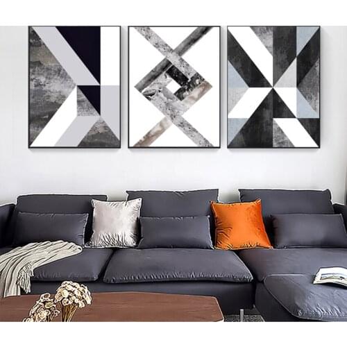 Living Room Decorative Painting Unframed Black And White Geometric Figure Nordic Style Posters Art Canvas Pictures For