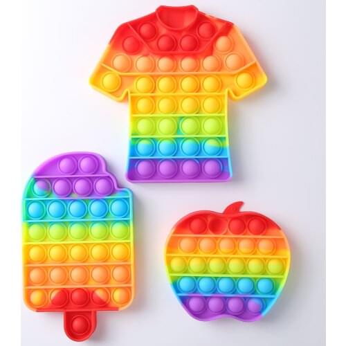 Children Fun Pressure Reduction Toy Push Bubble Sensory Fidget Rainbow Autism Anti Stress Child Educational Toy