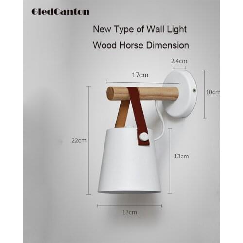 Gled-022, Wood Horse Wall Lamp Light, Modern Nordic Style ( E27 )