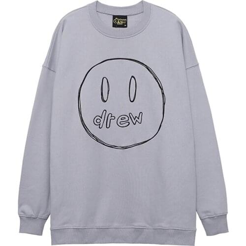 DREW Long sleeve T-shirt T Shirt 100% Cotton Men T-shirt Male Womens Tshirt High Quality Tops HOUSE JUSTIN Bieber Smiley Autumn