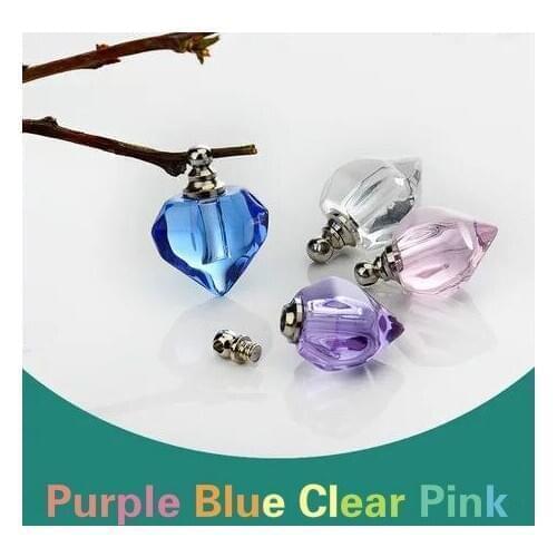 1/2/3/4/5PCS Crystal Vials pendant with screw cap perfume oil vial bottle fashion necklace pendant name on rice art bottle jars