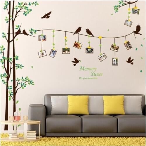 Creative bird green tree framed wall stickers Photo wall stickers for living room bedroom home decoration