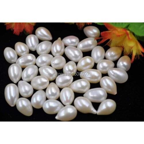Fine lots 50 pcs drop rice half drilled fresh water pearl wholesale