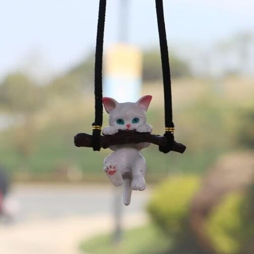 Lovely Cat Kitten with Branch Car Hanging Pendant Cute Auto Rearview Mirror Pendant Birthday Gift Auto Ornaments Decoraction