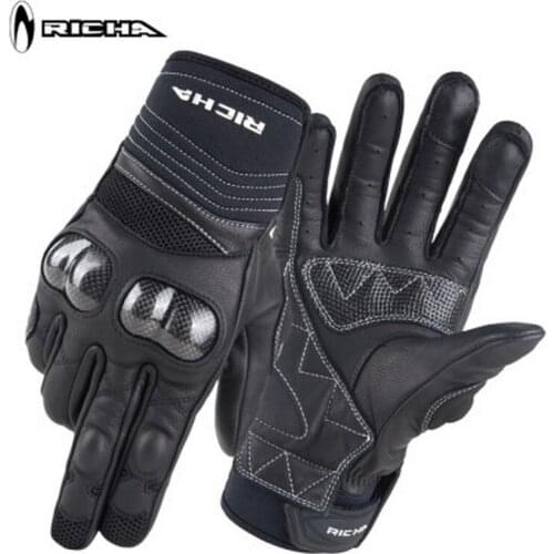 RICHA motorcycle riding gloves Mens summer sheepskin carbon fiber protective gear Locomotive rider equipment Touch screen glove