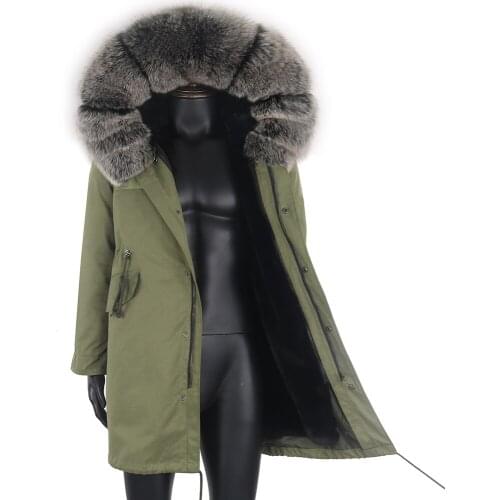 Detachable Fashion Winter Jacket Men Real Fur Coat Natural Real Fox Fur Collar Loose Long Parkas Big Fur Outerwear