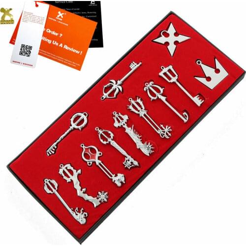Xcoser Kingdom Hearts Metal Keyblade Sword Weapon Set Necklace Keychains Jewelry Set Cosplay Pendants Collections