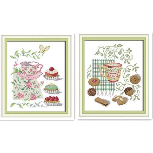Joy Sunday11CT 14CT multi-standard cross-stitch kit small afternoon tea beginners interest class manual diy accessories painting