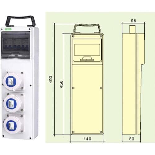 Outdoor mobile portable power distribution box plastic waterproof industrial socket box portable maintenance box