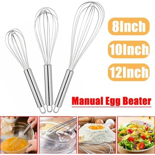 Stainless Steel Balloon Wire Whisk 8/10/12 inch Manual Egg Beater Mixer Kitchen Baking Utensil Milk Cream Butter Whisk Mixer