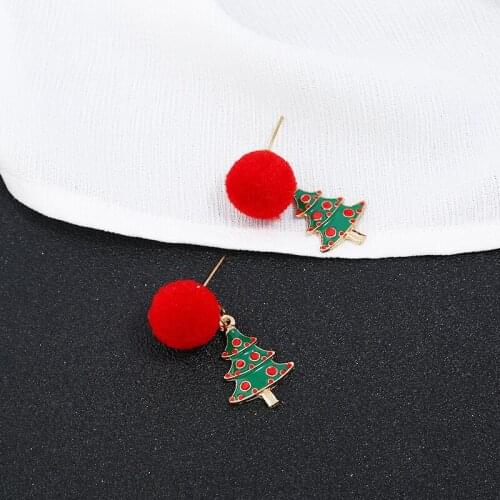 New Christmas Earrings Crystal Snowman Jewelry Christmas Tree Brinco Fur Balls Garland Winter Christmas Earrings Gift