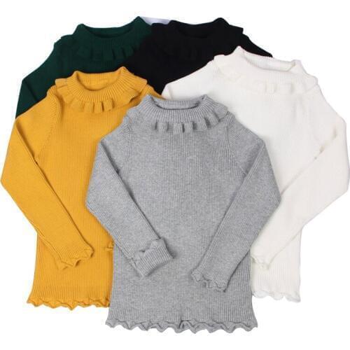 Baby Girls Ribbed Sweater 2021 Girls Sweaters Solid Candy Color Sweaters Autumn New Knitted Kids Clothing Girls Pullover 1-5Y